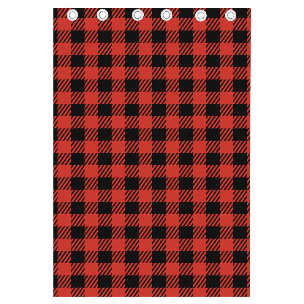 Lava Orange Buffalo Check Pattern Print Curtain