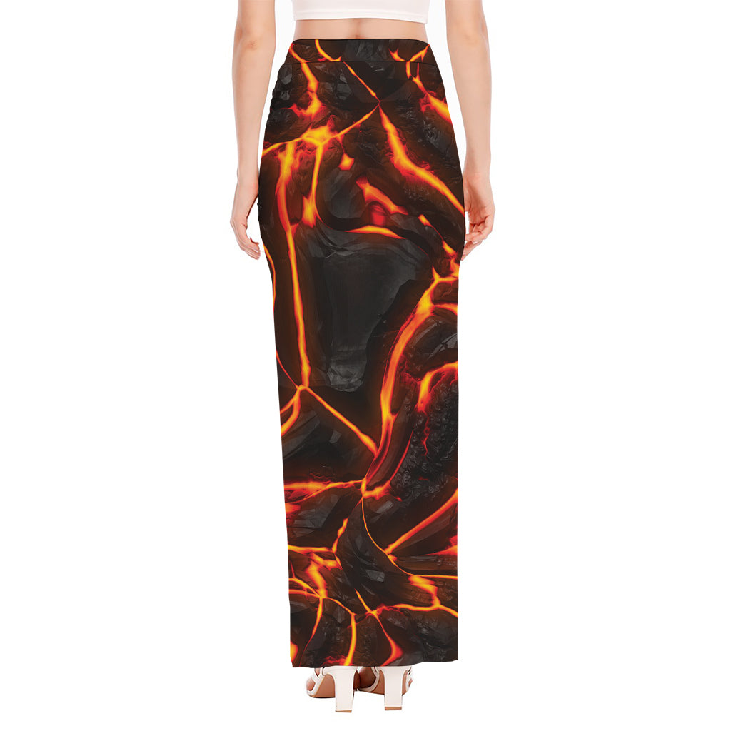 Lava Print High Slit Maxi Skirt