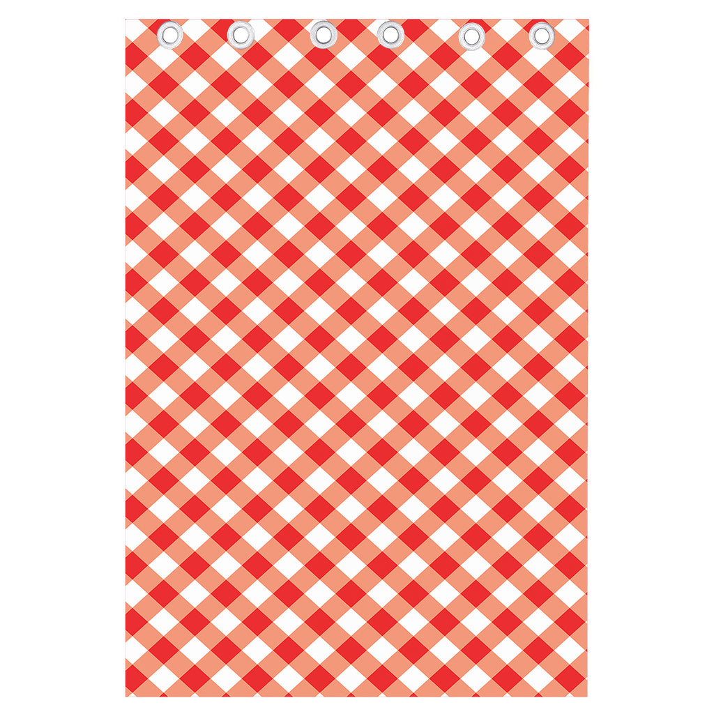 Lava Red And White Gingham Print Curtain