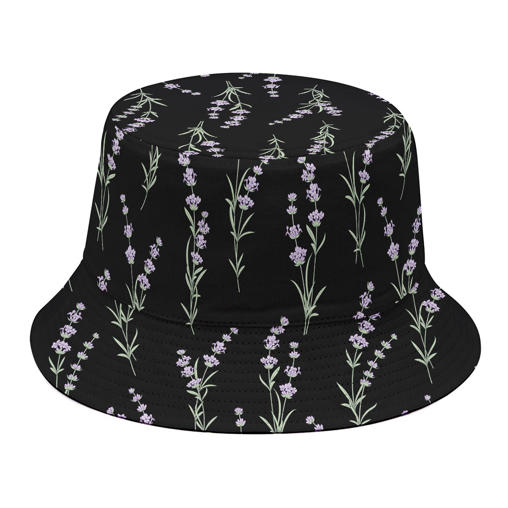 Lavender Flowers Pattern Print Bucket Hat