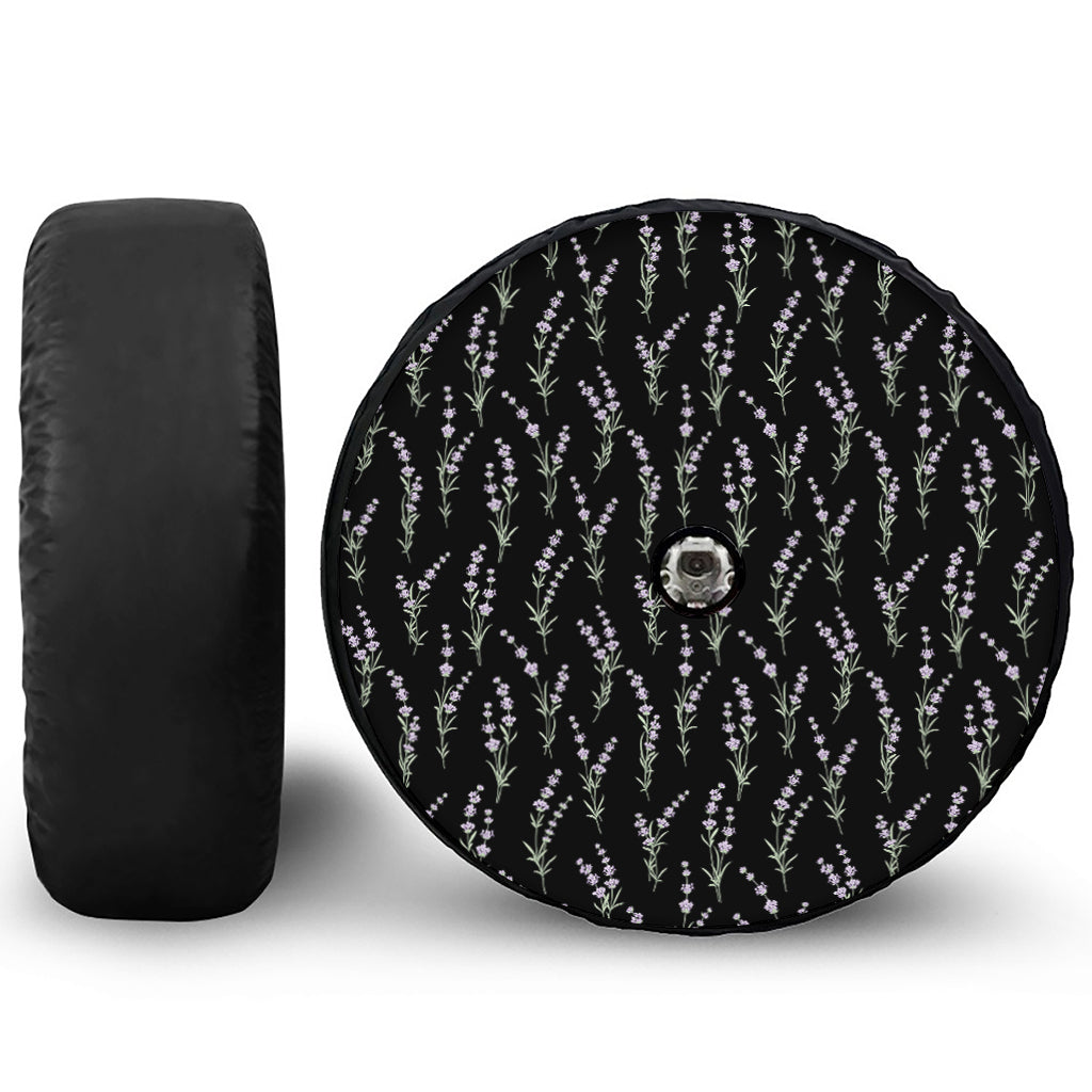 Lavender Flowers Pattern Print Tire Cover With Camera Hole