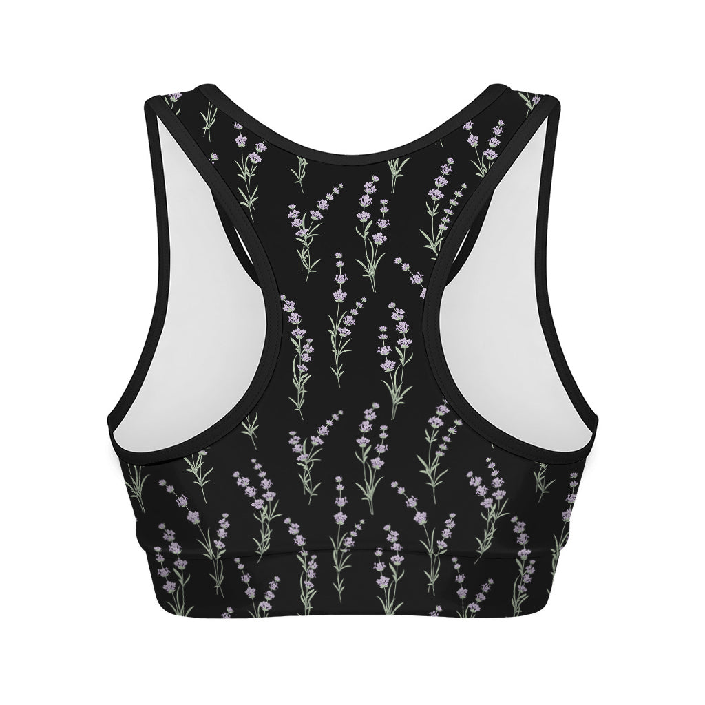 Lavender Flowers Pattern Print Women's Sports Bra