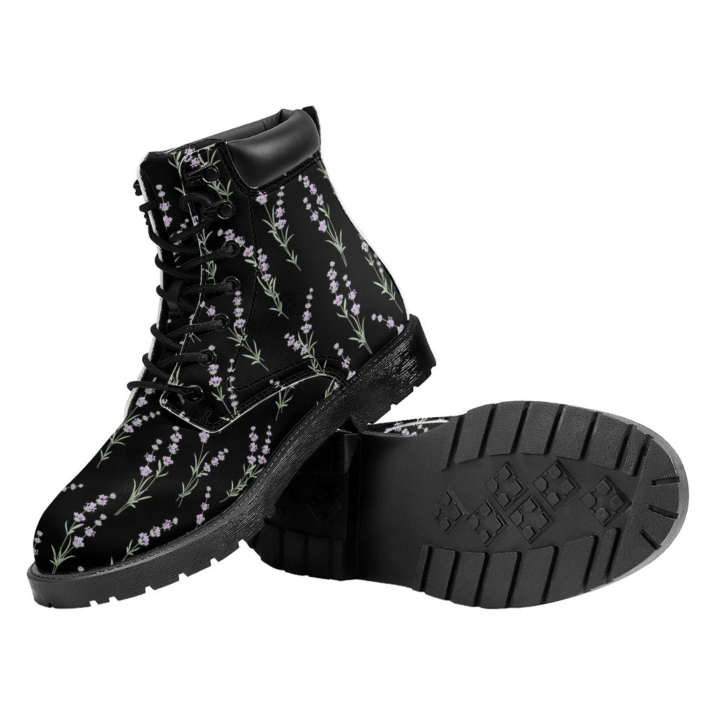 Lavender Flowers Pattern Print Work Boots