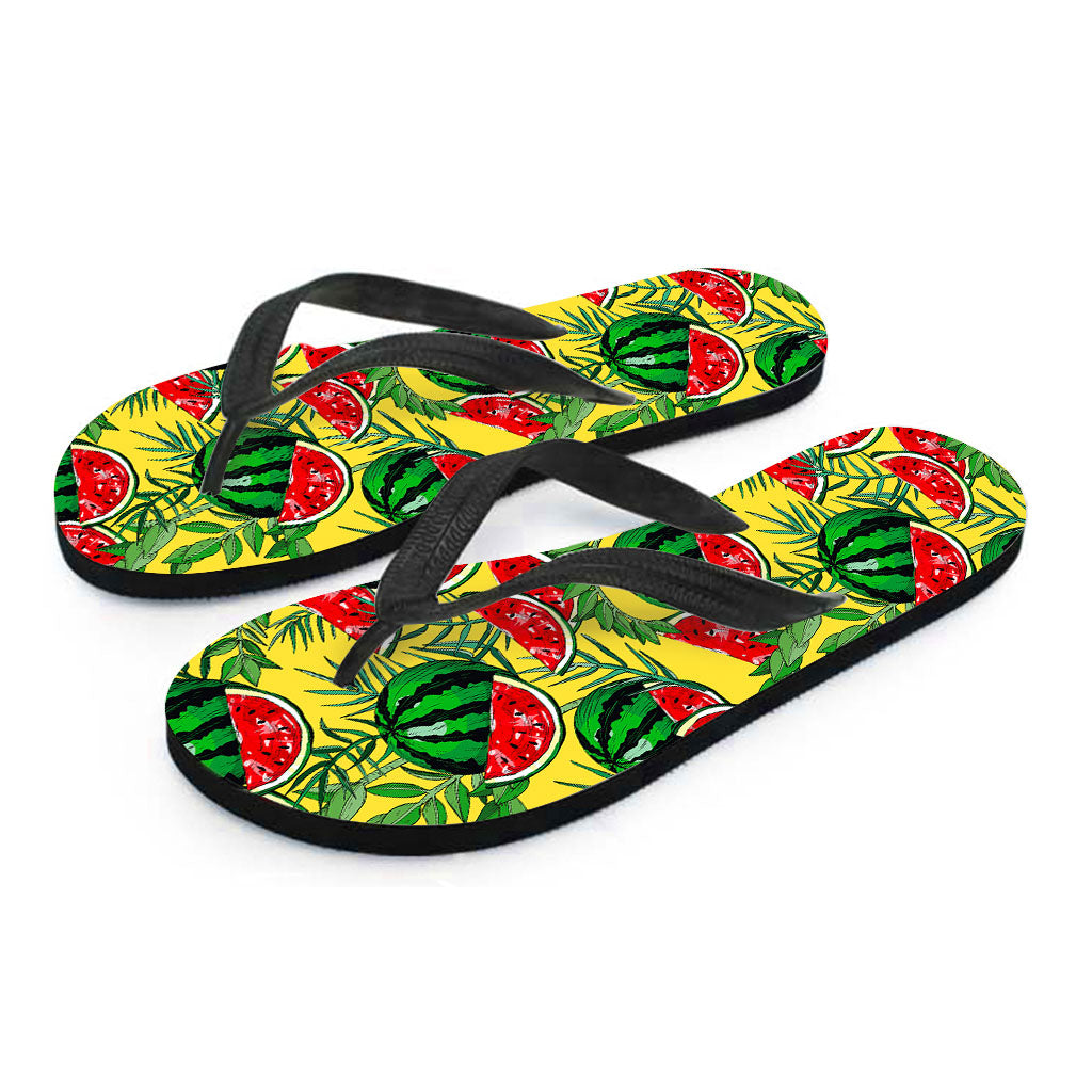 Leaf Watermelon Pieces Pattern Print Flip Flops