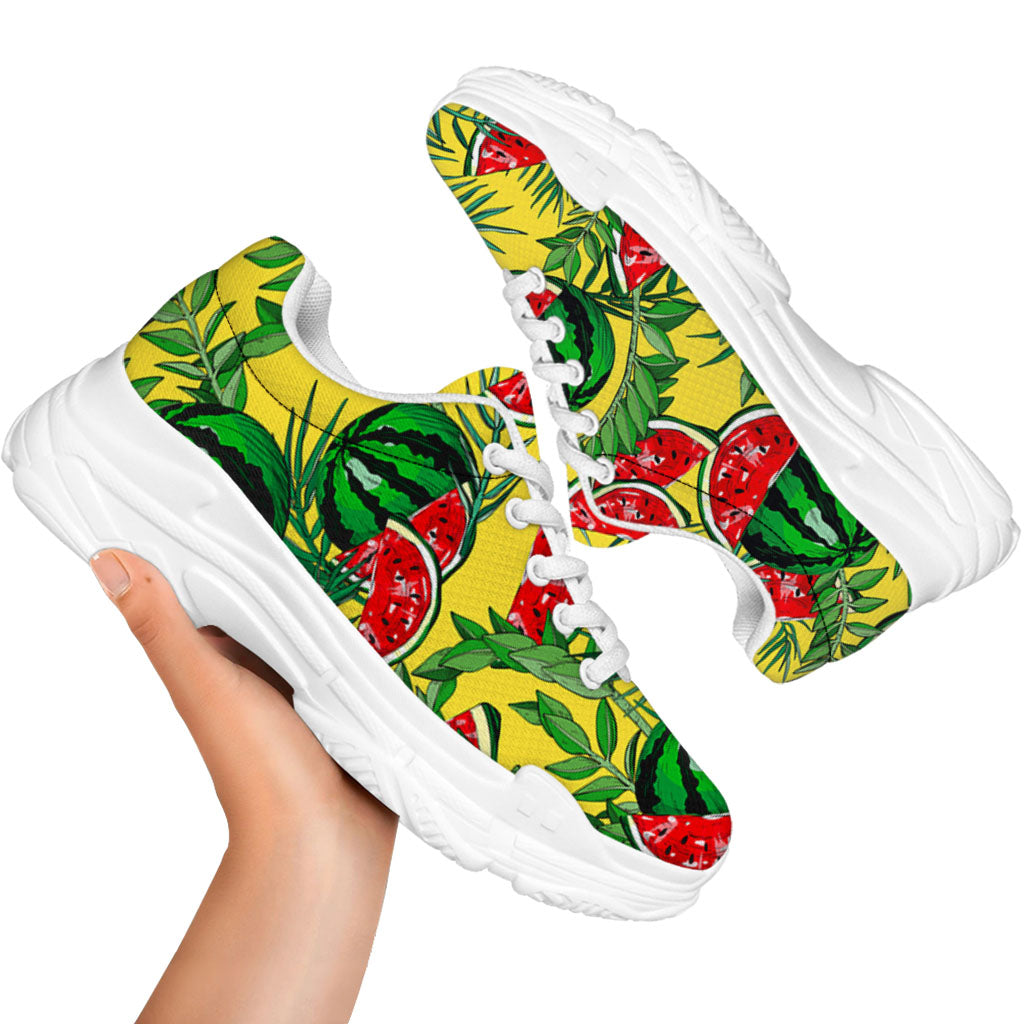 Leaf Watermelon Pieces Pattern Print White Chunky Shoes