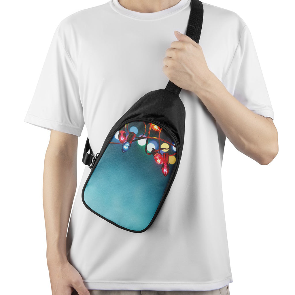 LED Christmas String Lights Print Chest Bag