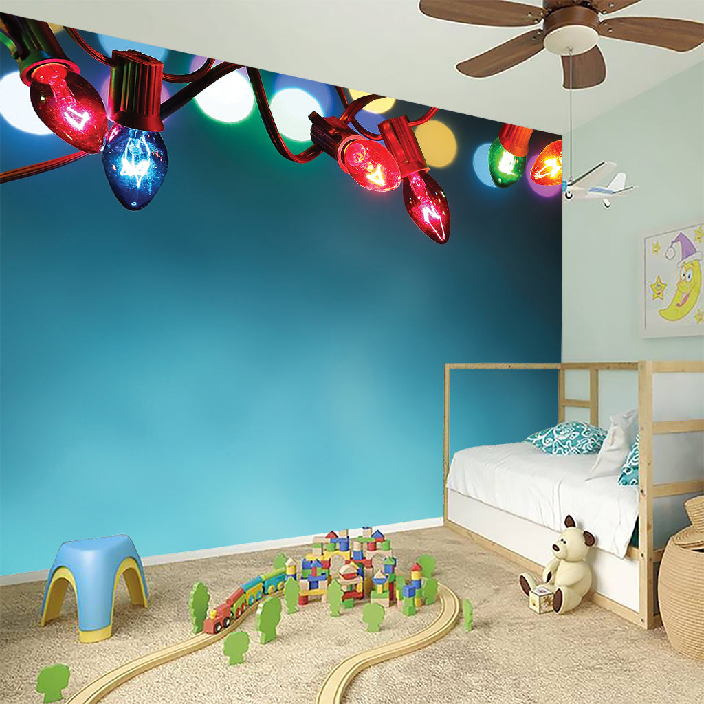 LED Christmas String Lights Print Wall Sticker
