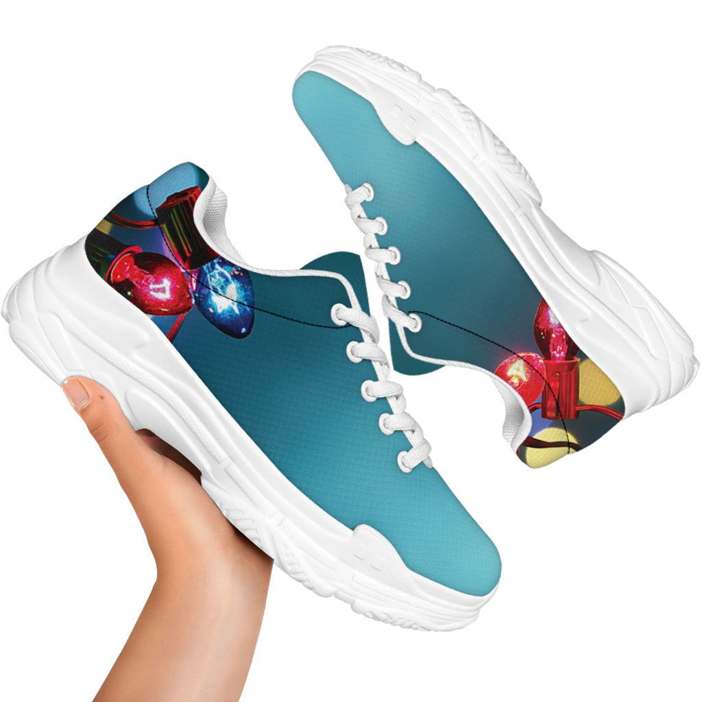 LED Christmas String Lights Print White Chunky Shoes