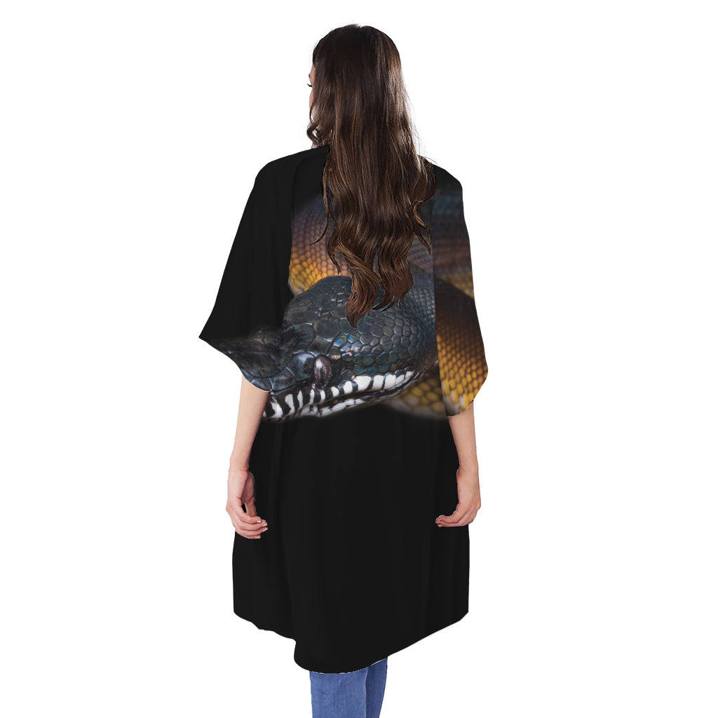 Leiopython Snake Print Open Front Beach Cover Up