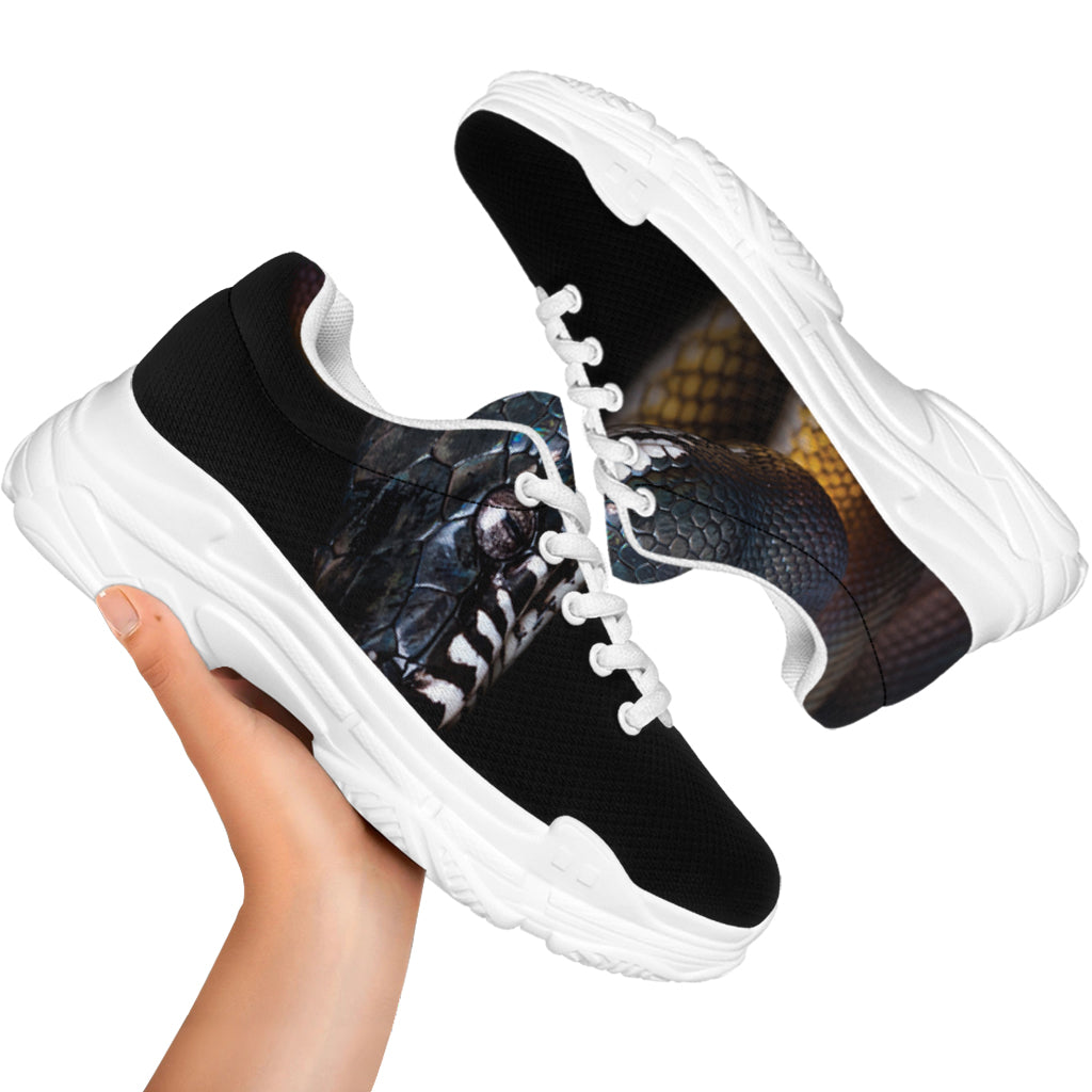 Leiopython Snake Print White Chunky Shoes