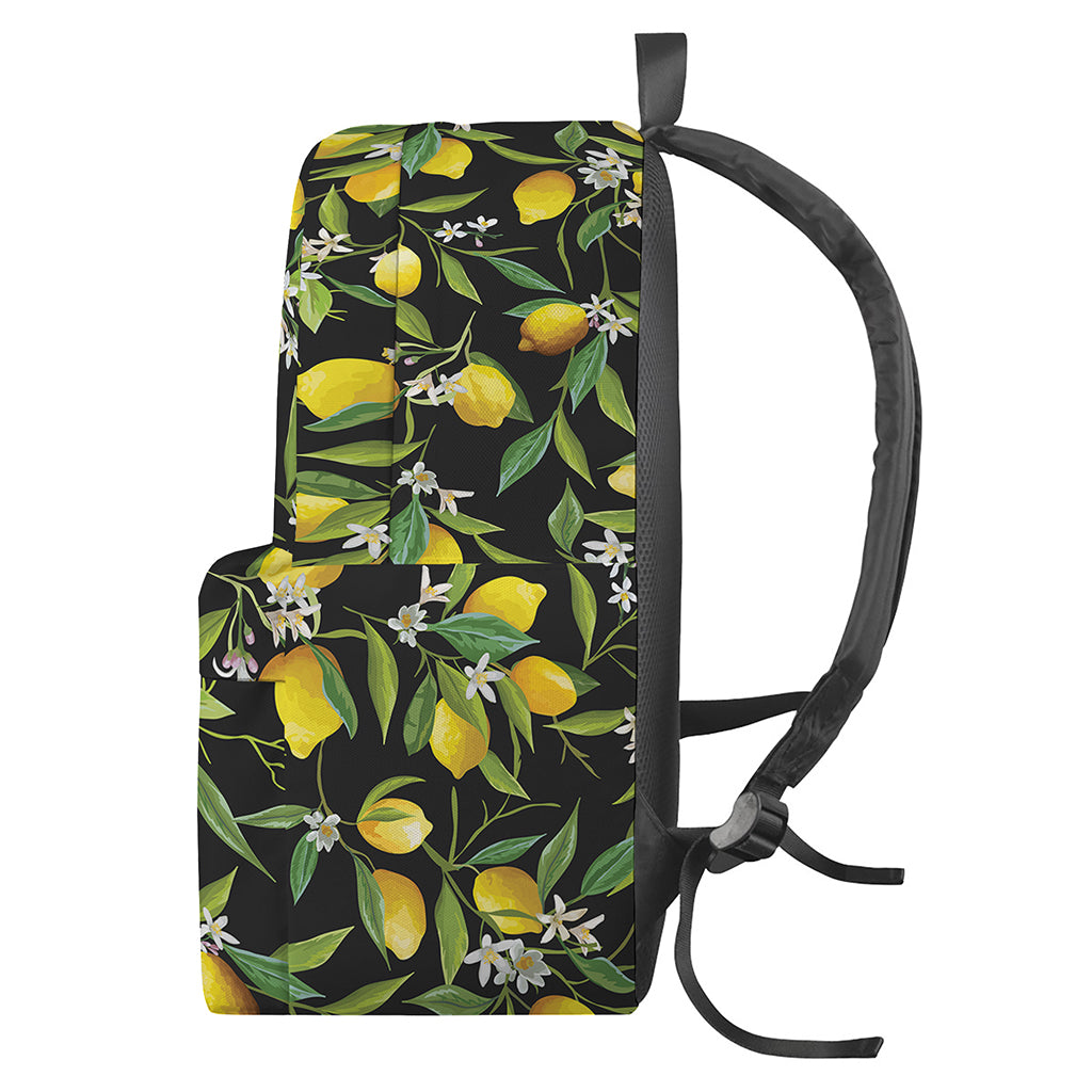 Lemon And Flower Pattern Print Backpack