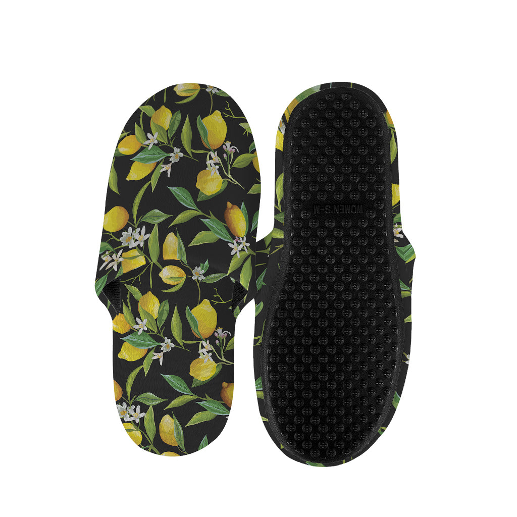 Lemon And Flower Pattern Print Slippers