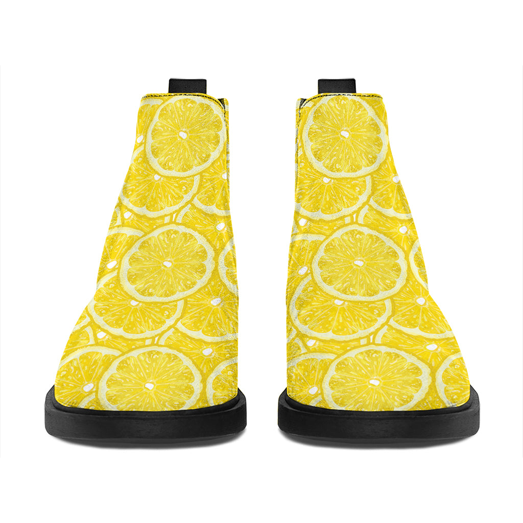 Lemon Slices Pattern Print Flat Ankle Boots