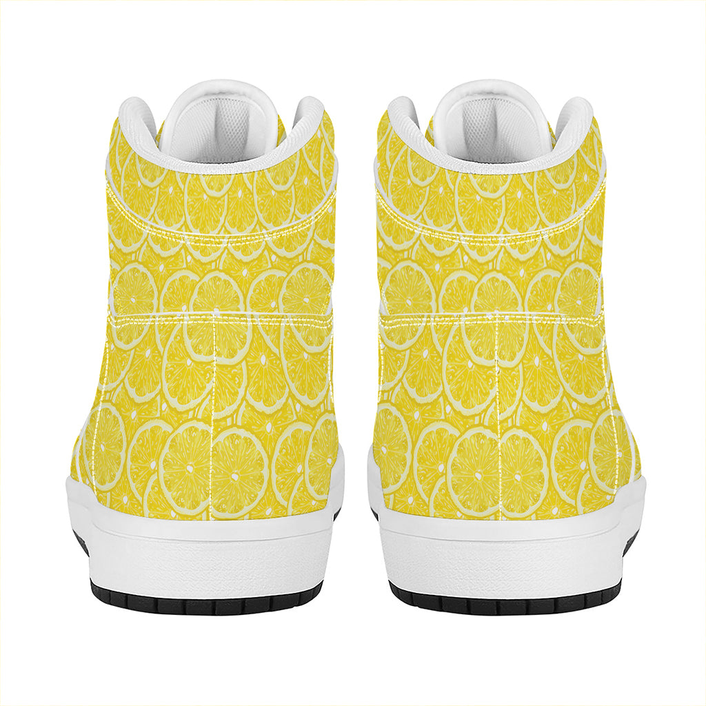 Lemon Slices Pattern Print High Top Leather Sneakers