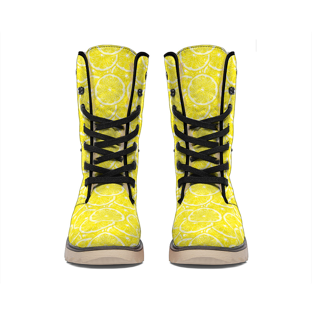 Lemon Slices Pattern Print Winter Boots