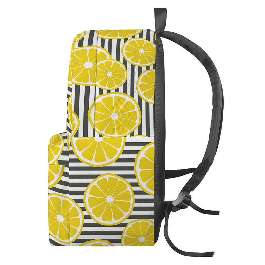 Lemon Striped Pattern Print Backpack