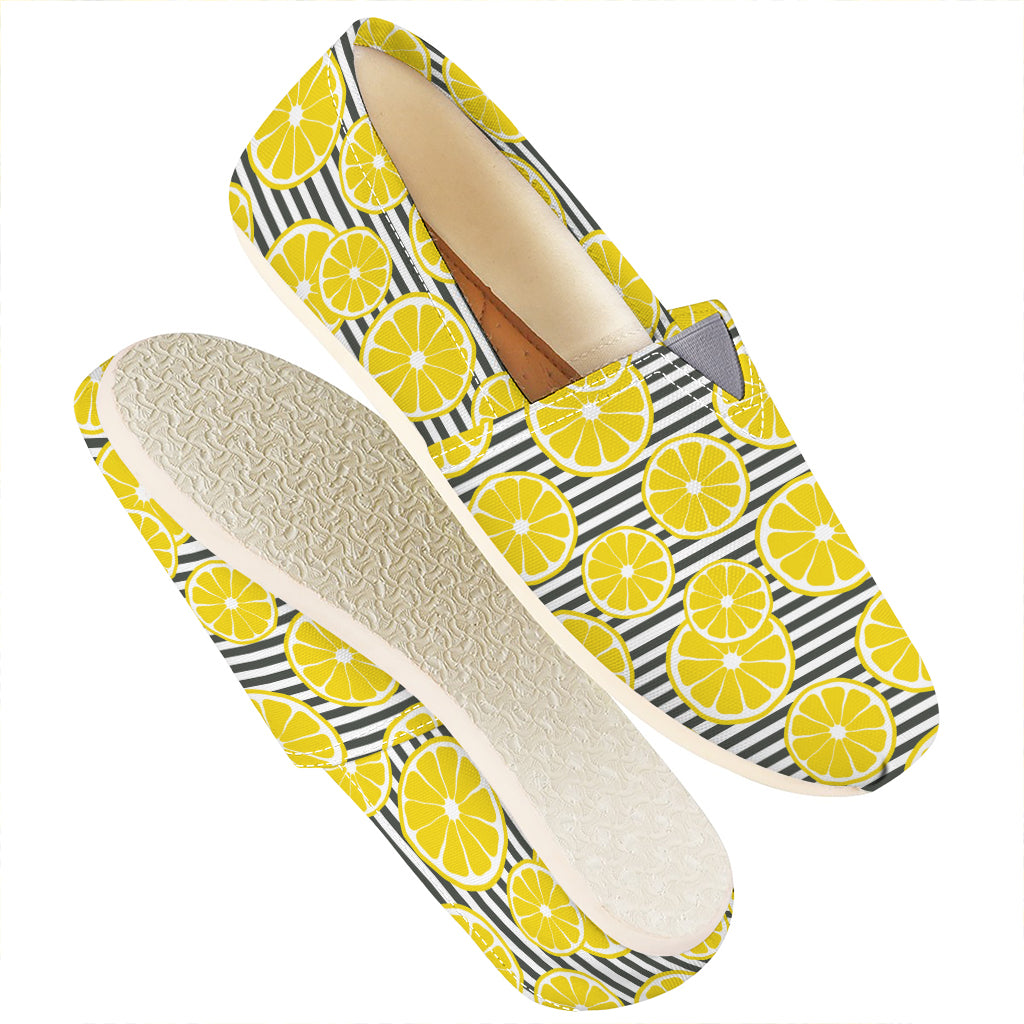 Lemon Striped Pattern Print Casual Shoes