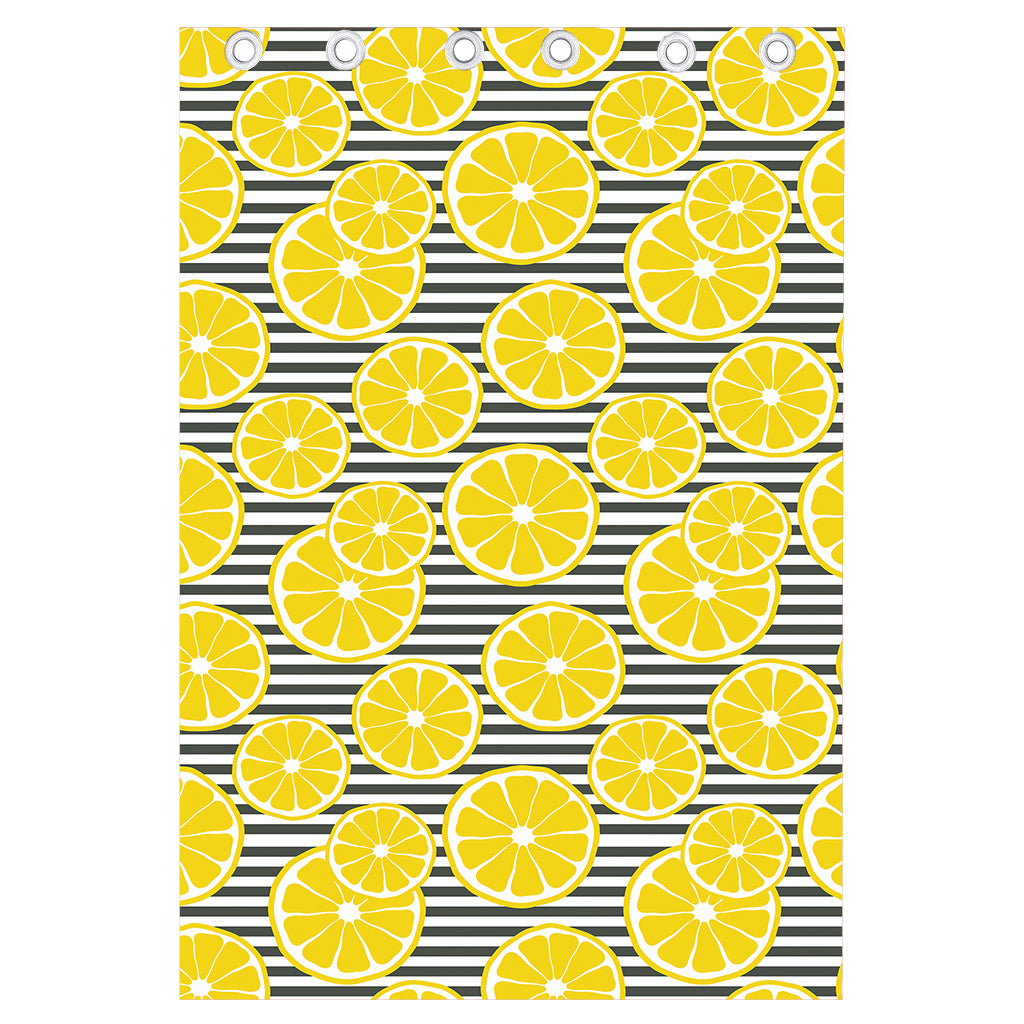 Lemon Striped Pattern Print Curtain