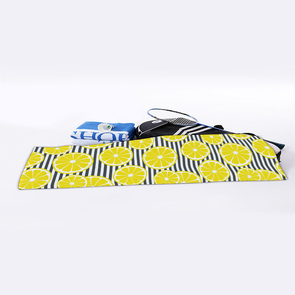 Lemon Striped Pattern Print Sports Towel