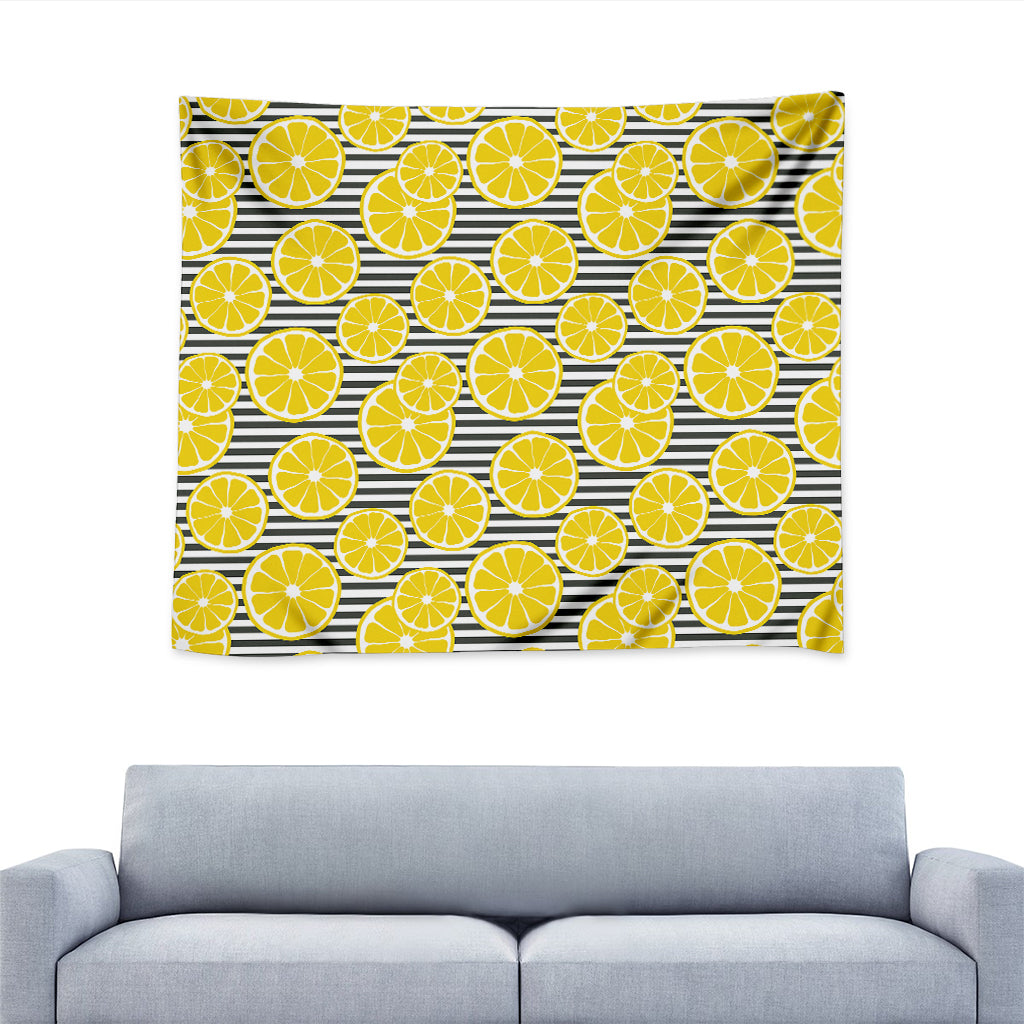 Lemon Striped Pattern Print Tapestry