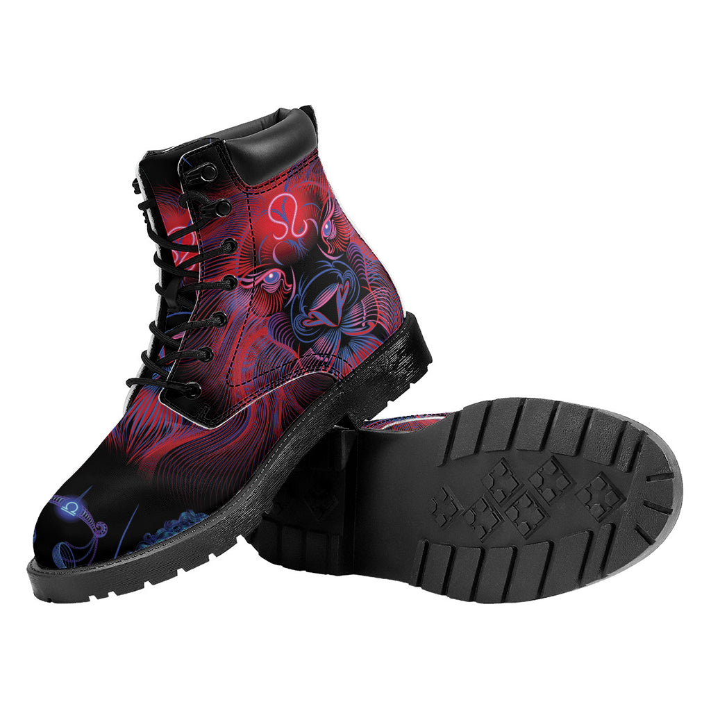 Leo And Astrological Signs Print Work Boots