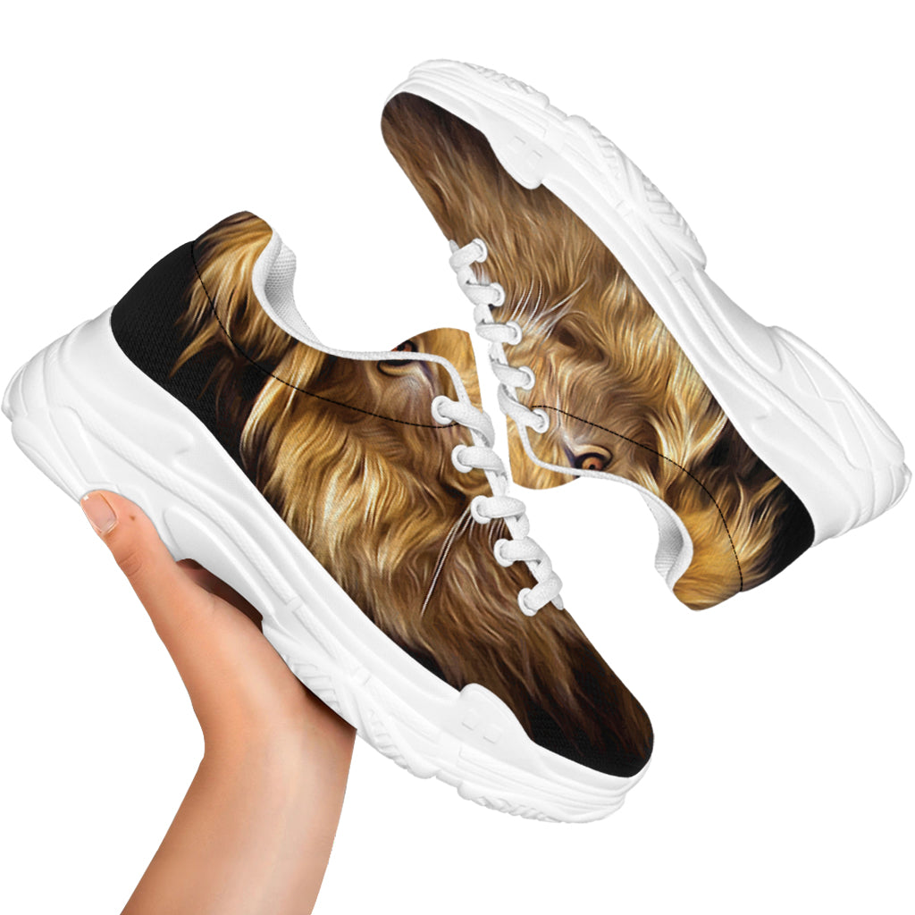 Leo Portrait Print White Chunky Shoes