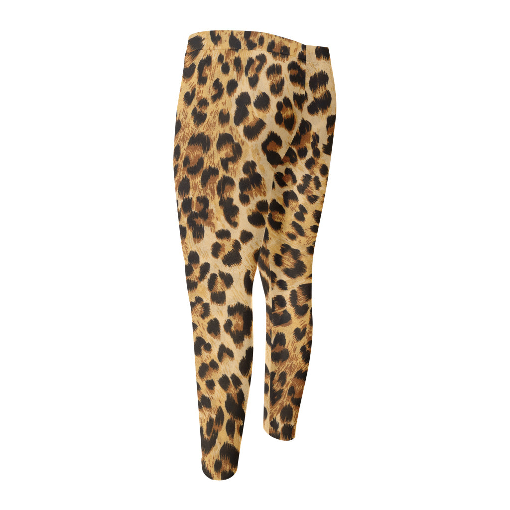 Leopard Pattern Print Men's Compression Pants