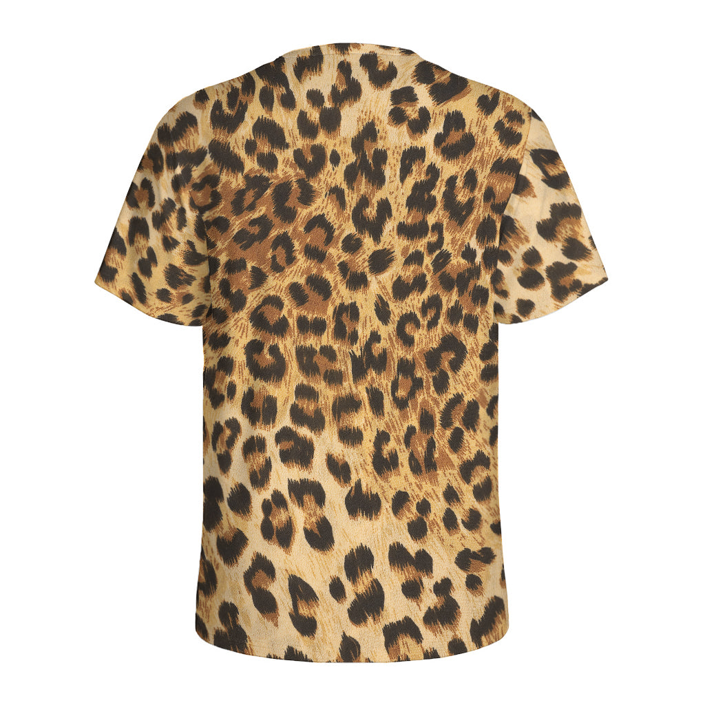Leopard Pattern Print Men's Sports T-Shirt