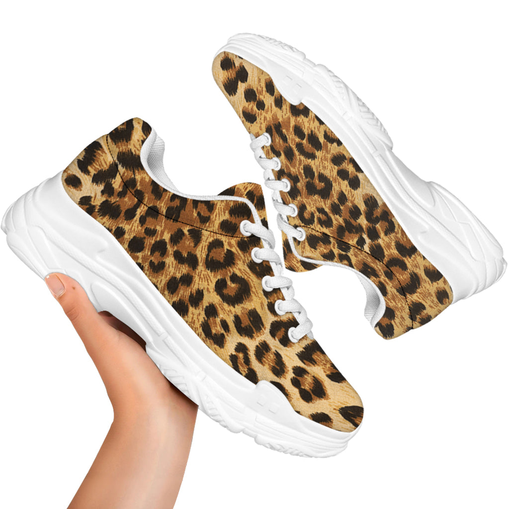 Leopard Pattern Print White Chunky Shoes