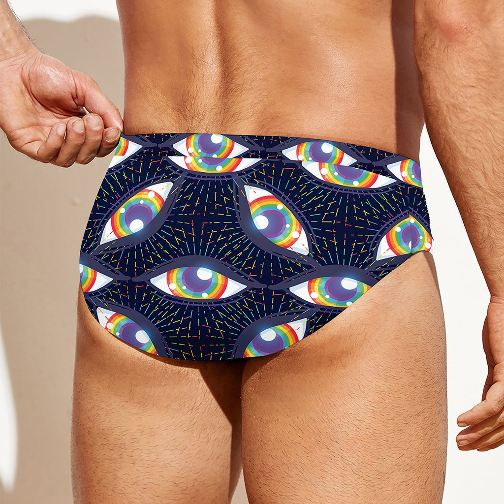 LGBT Pride Rainbow Eyes Pattern Print Men's Swim Briefs