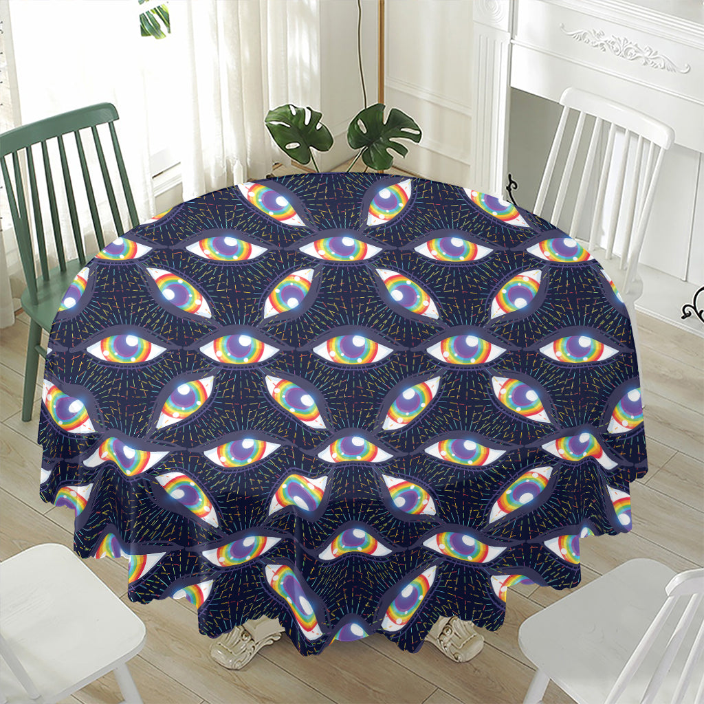 LGBT Pride Rainbow Eyes Pattern Print Waterproof Round Tablecloth