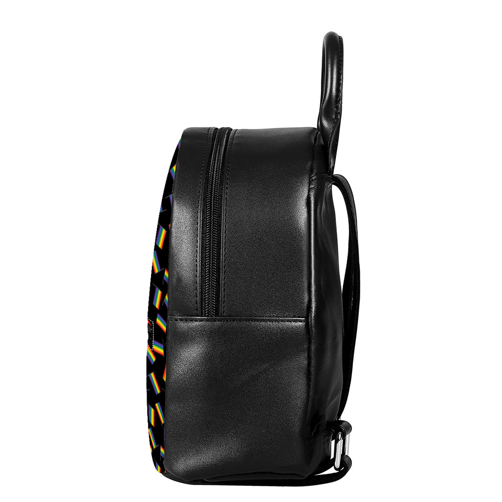 LGBT Pride Rainbow Flag Pattern Print Leather Backpack