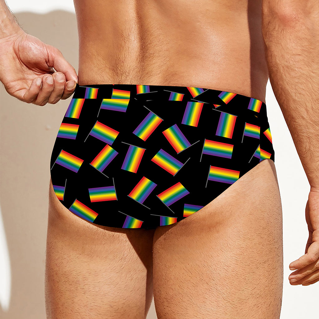 LGBT Pride Rainbow Flag Pattern Print Men's Swim Briefs