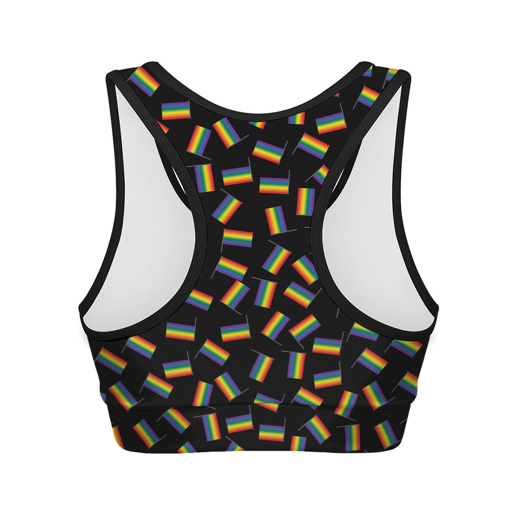 LGBT Pride Rainbow Flag Pattern Print Women's Sports Bra