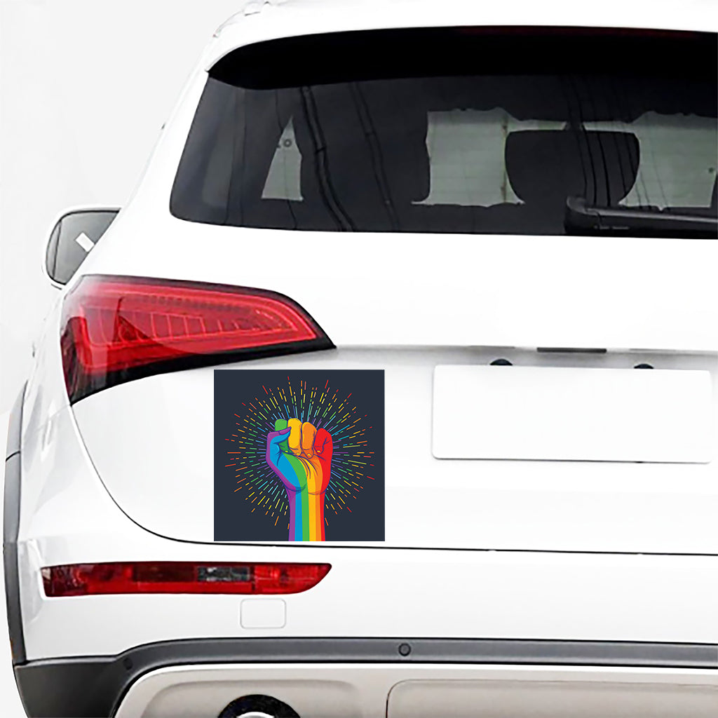 LGBT Pride Rainbow Hand Print Car Sticker