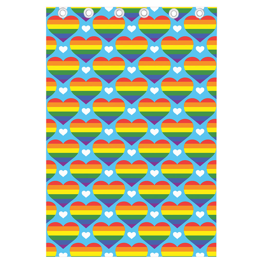 LGBT Pride Rainbow Heart Pattern Print Curtain