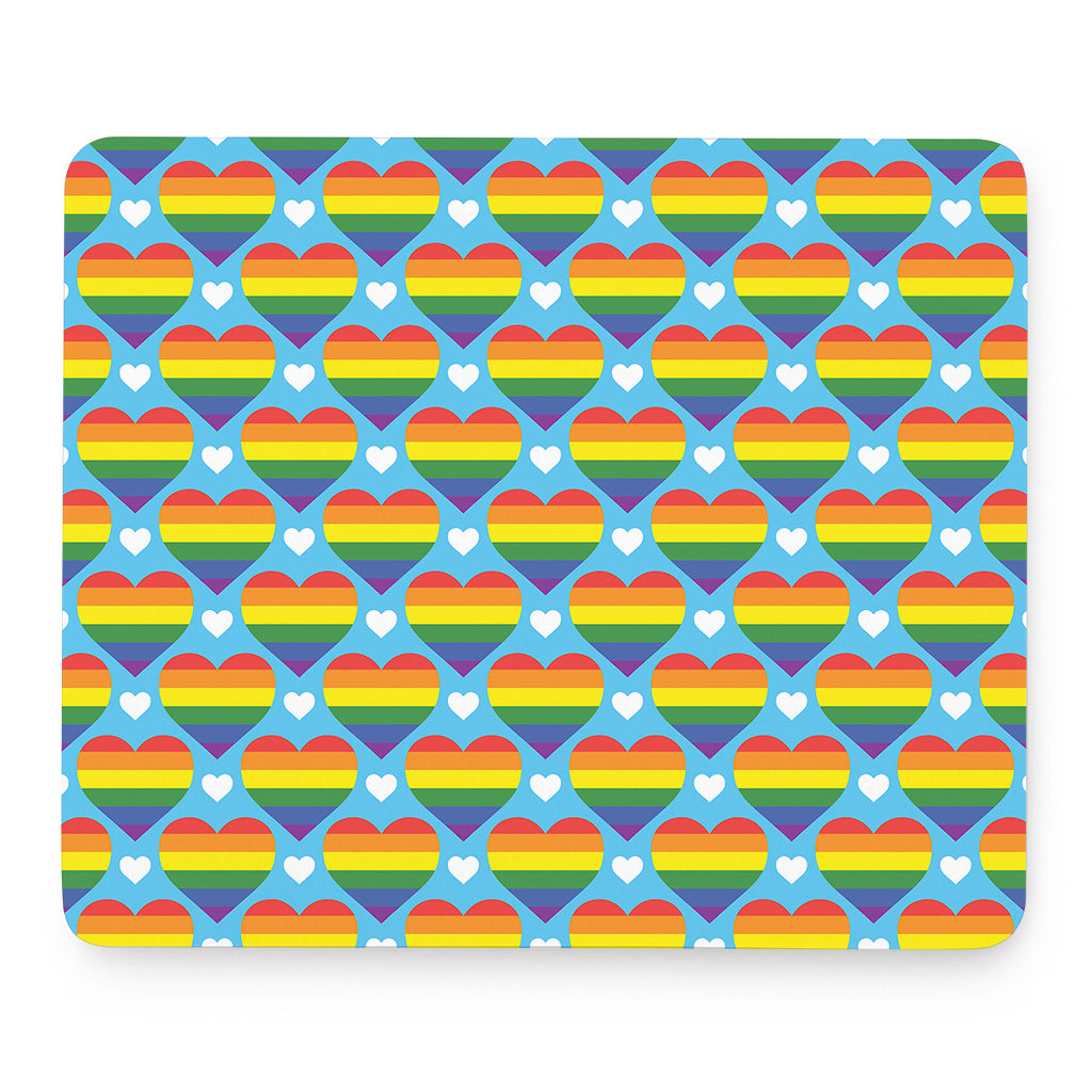 LGBT Pride Rainbow Heart Pattern Print Mouse Pad