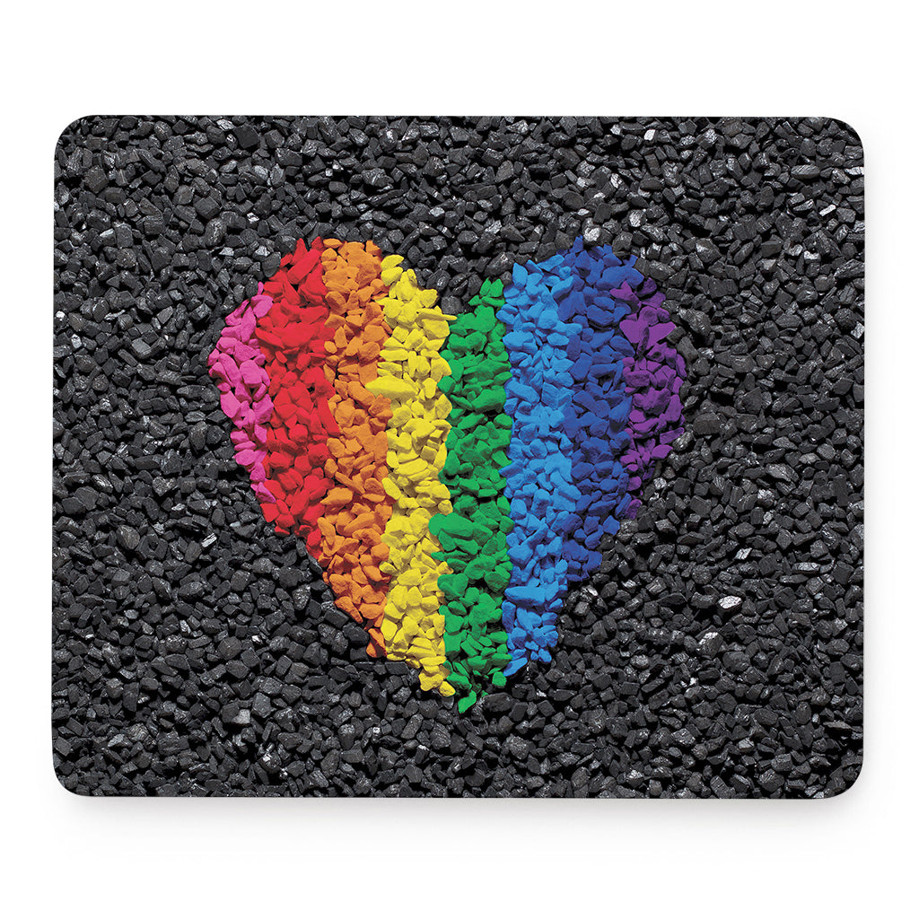 LGBT Pride Rainbow Heart Stones Print Mouse Pad