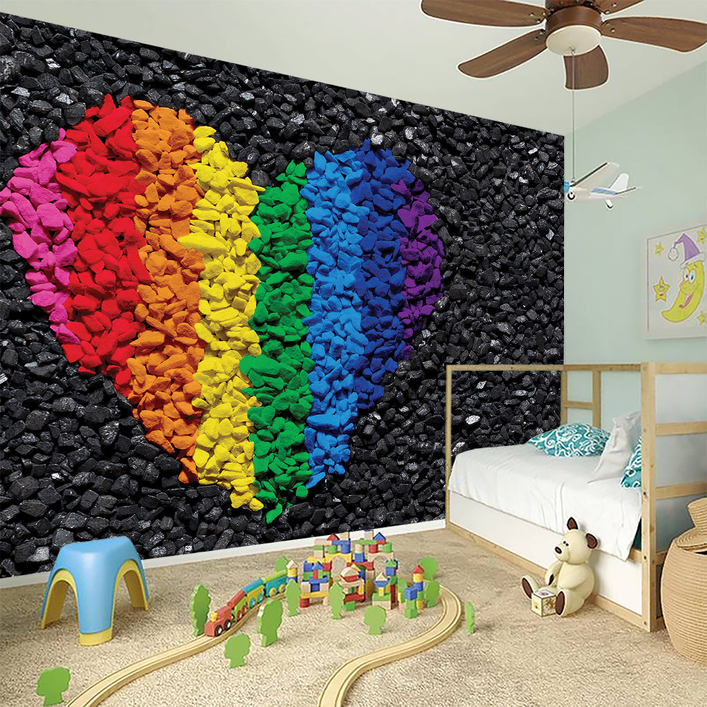 LGBT Pride Rainbow Heart Stones Print Wall Sticker