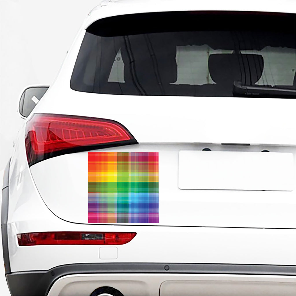 LGBT Pride Rainbow Plaid Pattern Print Car Sticker