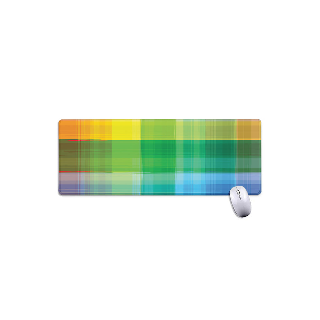LGBT Pride Rainbow Plaid Pattern Print Extended Mouse Pad