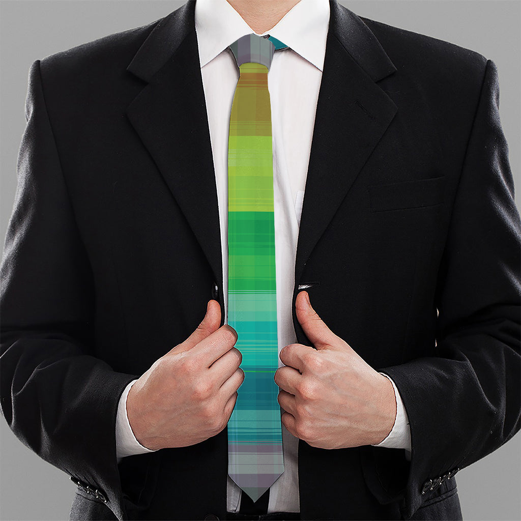 LGBT Pride Rainbow Plaid Pattern Print Necktie