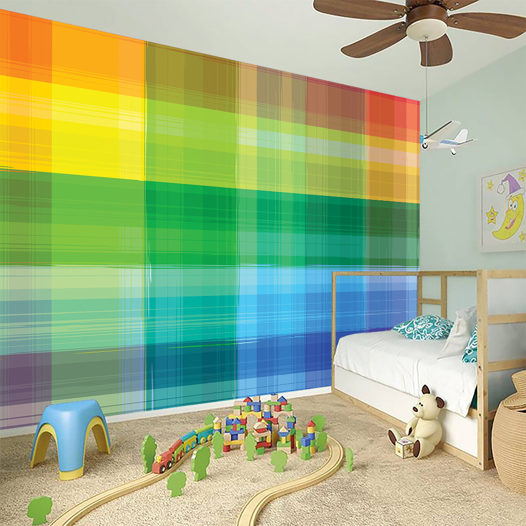 LGBT Pride Rainbow Plaid Pattern Print Wall Sticker