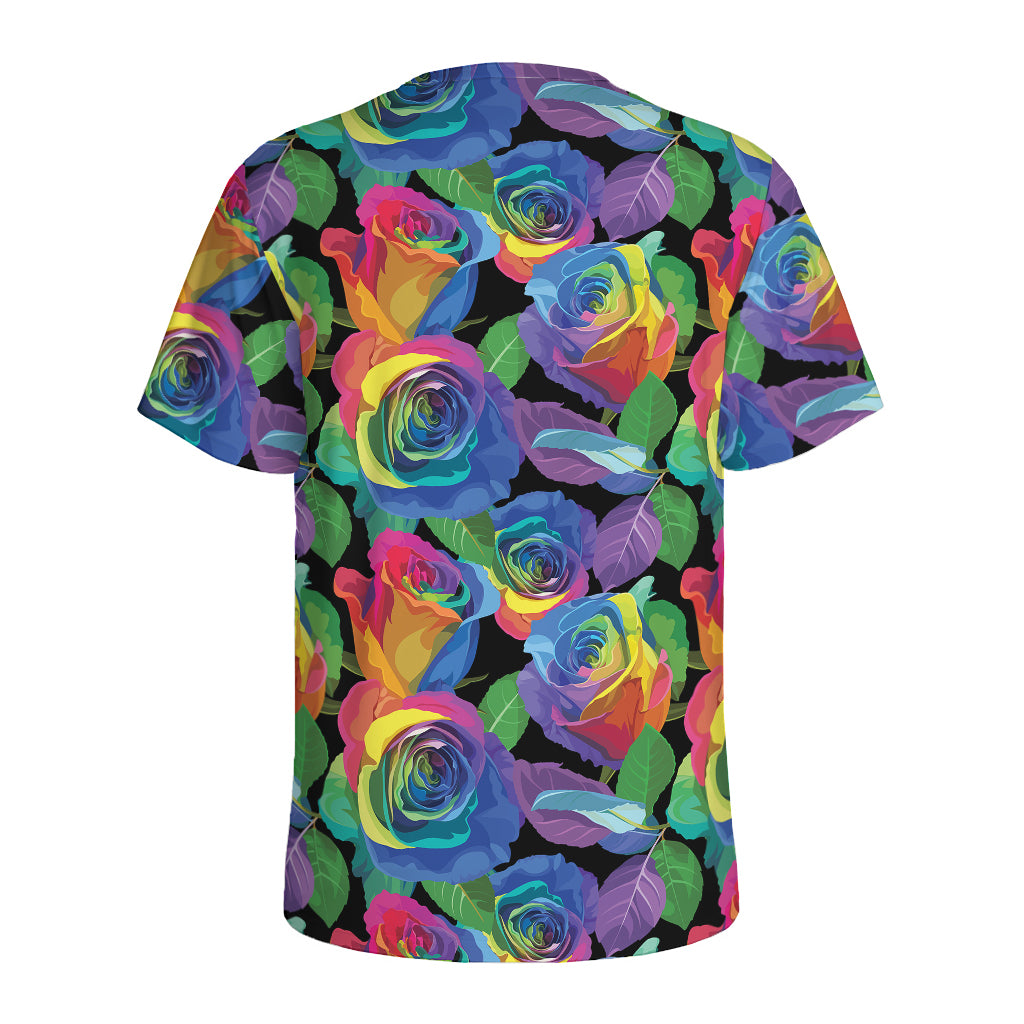 LGBT Pride Rainbow Roses Pattern Print Men's Sports T-Shirt