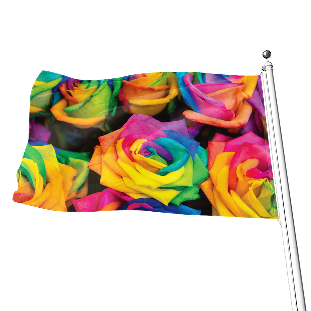 LGBT Pride Rainbow Roses Print Flag