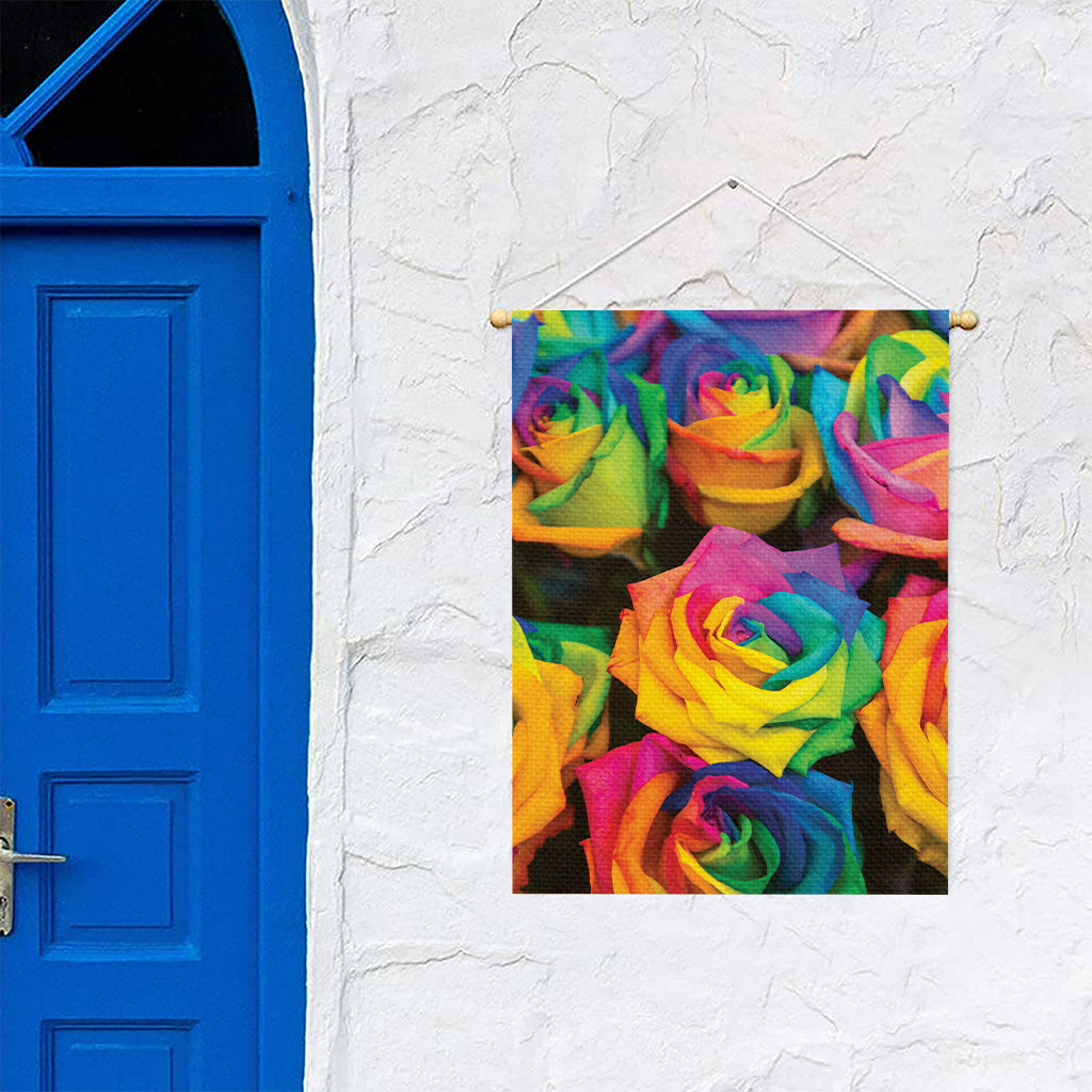 LGBT Pride Rainbow Roses Print Garden Flag