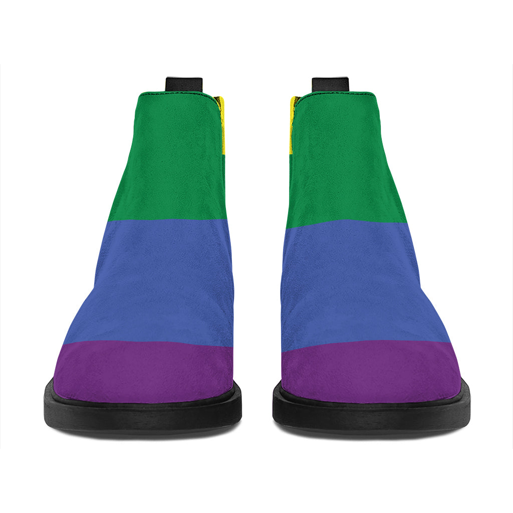 LGBT Pride Rainbow Striped Print Flat Ankle Boots