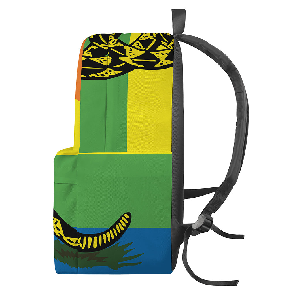 LGBT Rainbow Gadsden Flag Print Backpack