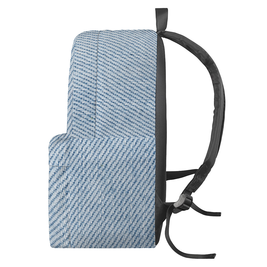 Light Blue Denim Jeans Print Backpack