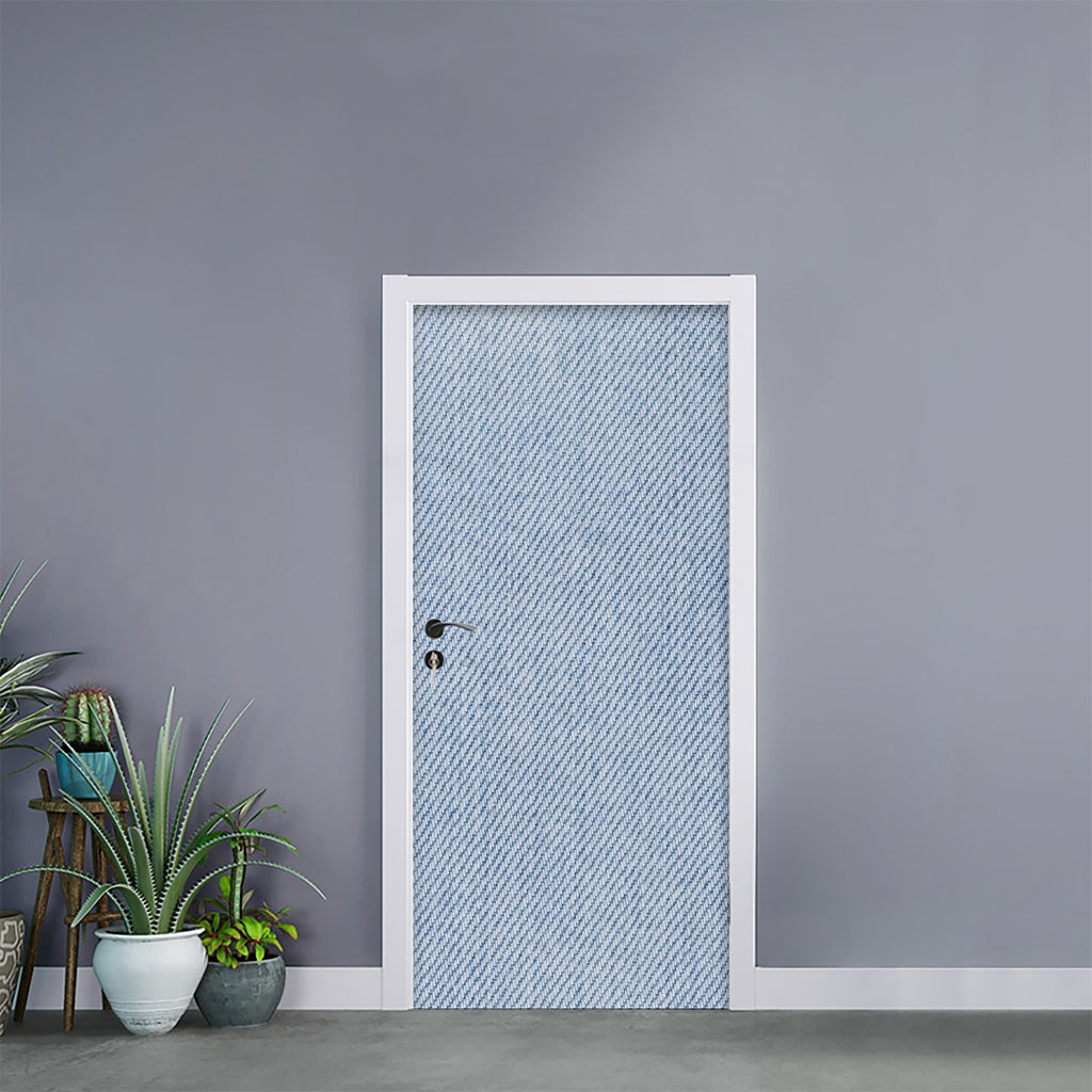 Light Blue Denim Jeans Print Door Sticker